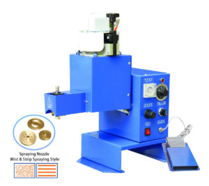 Glue machine with spraying nozzle